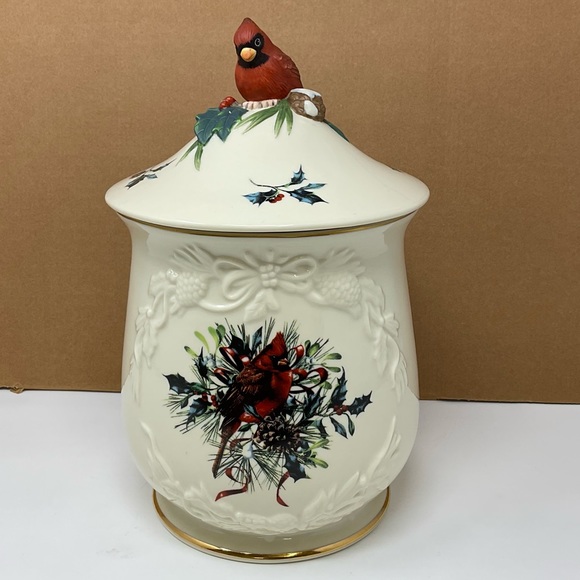 Lenox Other - Lenox Cardinal "Winter Greetings" Cookie Jar WIth Holly (Discontinued)